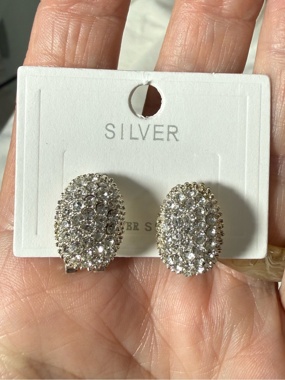 Rhinestone encrusted butterfly silver post earrings  brand-new for gifting